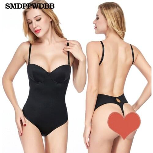 Woman Deep V Bodysuit Strap Body Shaper Backless Thong Seamless Shapewear Push Up Waist Trainer Slimming Corset U Plunge