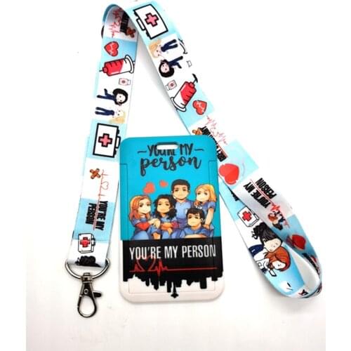 1set Greys Anatomy Doctors nurse Lanyard Key Chains Card Holders Bank Card Neck Strap Card Bus ID Holders