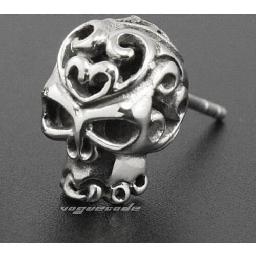 316L Stainless Steel Skull Mens Stud earrings 2H012(1 Piece)