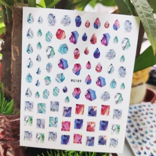 3D Stickers for Nails Fragments Flowers Checkered Design Nails Art Decoration Manicure Stickers Sliders Nail Foil Accessories