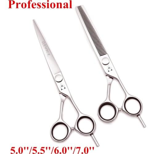 50Pcs 5.0 5.5 6.0 7.0 Hair Scissors 440C Professional Hairdressing Scissors Barber Thinning Shears Hair Cutting Scissors 1021