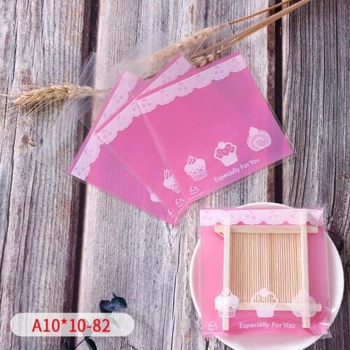 50pcs/lot Pink Transparent Frosted Cellophane Self-adhesive Bag Baking Cake Soap Biscuit Baby Shower Party Supplies Gift Pack