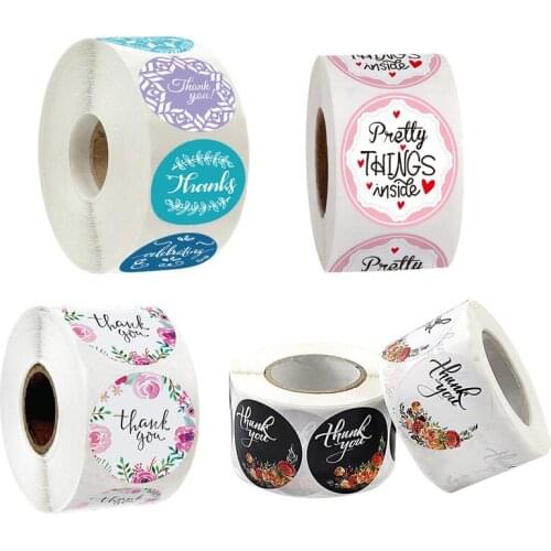 500pcs/roll Thank You Stickers Seal Labels Scrapbook Handmade Sticker Circle Stationery Food Hand Made Deco for Envelope Gift