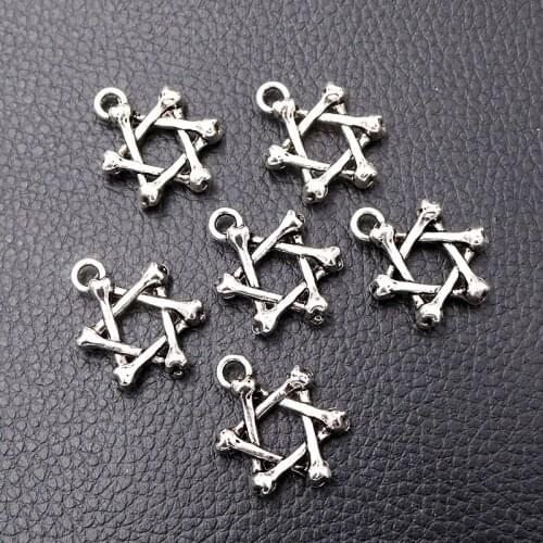 6pcs/lot Silver Plated Star of David Charm Metal Pendants DIY Necklaces Bracelets Jewelry Handicraft Accessories 25*20mm P309