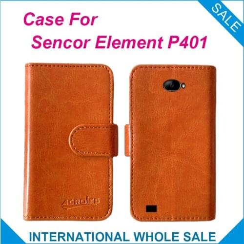 6 Colors Element P401 Case Factory Price, High Quality Leather Exclusive Flip Cover for Sencor Element P401 Tracking