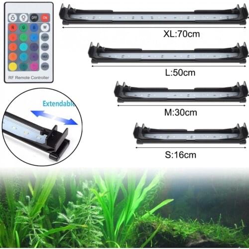 Aquarium lamp 16-70CM LED Extendable Bracket Fish Tank Lamp with Remote Control for Aquarium Overhead Light