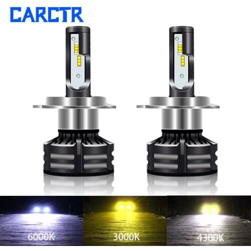 CARCTR 3Colors Led Car Headlight Bulb 2pcs Super Bright Far and Near Light Integrated Smart Car Headlight Car Light Accessories