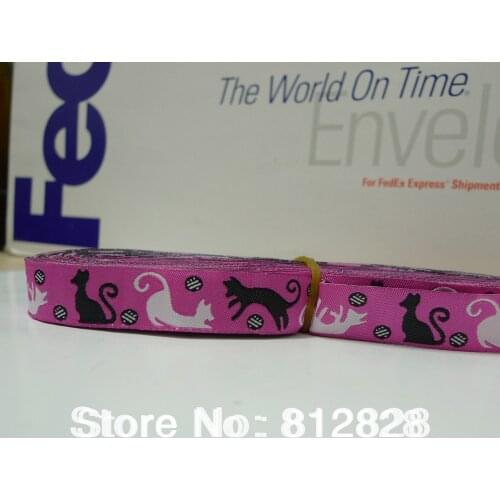 Free Shipping 10 Meters 5/8'' 16mm Wide Black Cats and White Cats Jacquard Ribbon
