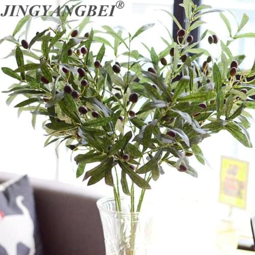 Simulation 72cm Artificial European Olive Tree Branches leaf with olive fruit leaves for home wedding decor green fake flowers