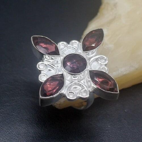 Fashion Jewelry Multi Purple Amethystt Silver Color Jewelry Band Ring For Women Size 7 HD371