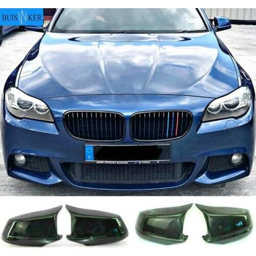 Pair Black/Carbon Fiber Look Rearview Mirror Caps Car Door Wing Mirror Cover Replacement For BMW F10 5-Series 2011-2013 Pre-LCI