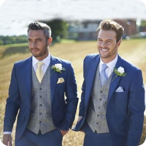 Royal Blue Slim Fit Wedding Suits Country Groom Tuxedos Slim Fit 2 Pieces (Jacket+Pants) Bridegroom Men Suits Best Man Blazer