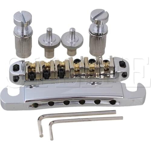 Brass Roller Saddle Tune-O-Matic Guitar Bridge & Tailpiece Set Chrome