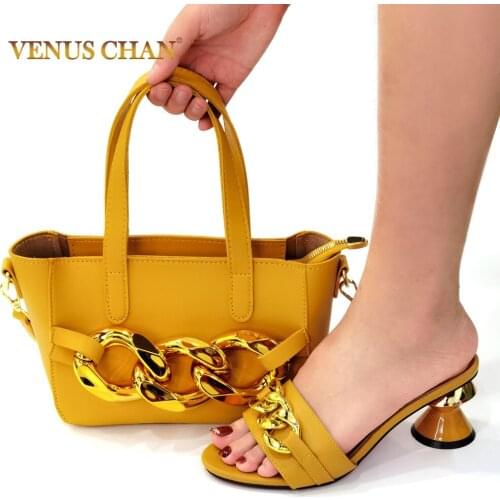 Summer Slippers 2021 Lady Shoes With Matching Bags Set Italian Womens Party Shoes and Bag Sets Comfortable Heels For Wedding