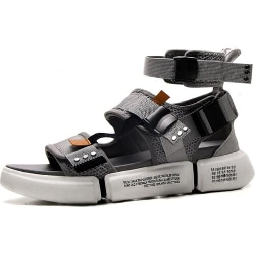 Summer fashion Mens Shoes Gladiator Sandals Open Toe Platform Beach Sandals Boots Rome Style black Gray Canvas Men Sandals