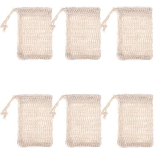 6 Pcs Natural Gift Holders Exfoliating Soap Bags Handmade Sisal Soap Bags Natural Soap Saver Pouch Holder Bath Soap Holder Bags