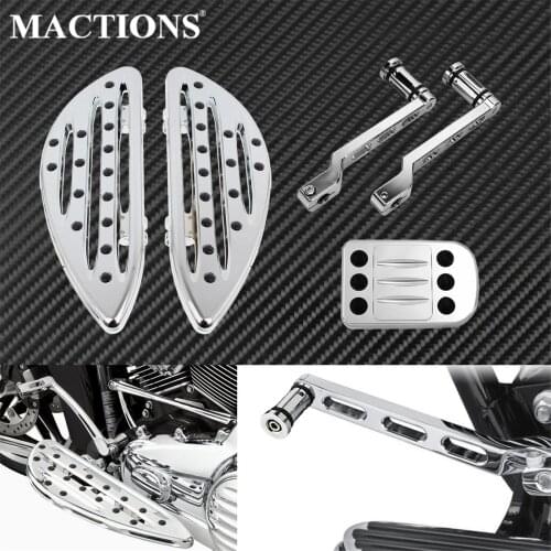 Motorcycle Front Floorboards Footrest Heel Toe Shift Levers Shifter Pegs Brake Pedal Pad For Harley Touring Street Glide Softail