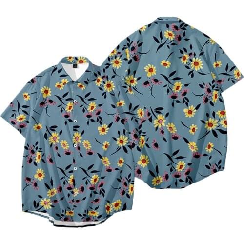Male Casual Short Sleeve Hawaiian Beach Shirt Tops Shirts New Mens Floral Printed Shirts Plus Size XXS-6XL