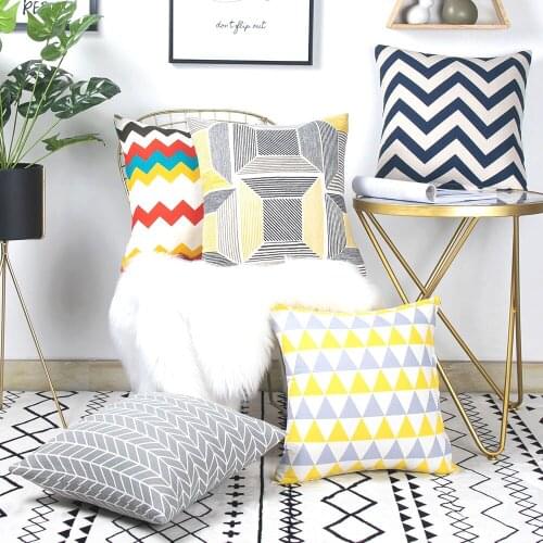 Zeroomade Thin Gray Geometric Cotton Linen Cheap Thorw Pillowcases Wave Cushion Covers For Home Bed Sofa Car Decorative 45x45cm