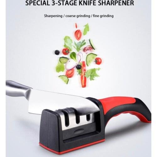 GAMAGE The New Three-stage Kitchen Sharpener Fast Diamond Sharpener Multi-function Kitchen Knife Sharpening Stone Hand-held Shar