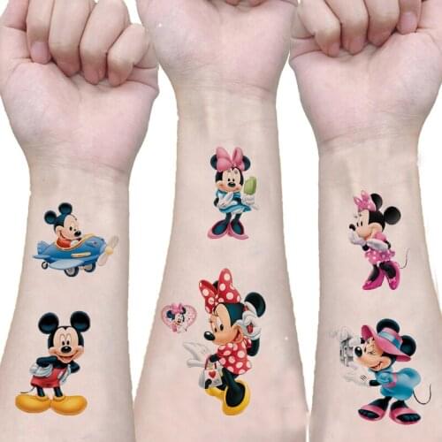 1PCS Disney Mickey Minnie Mouse Originales Tattoo Sticker 1PCS Action Figure classic Cartoon Kid Girls Christmas Birthday Gift