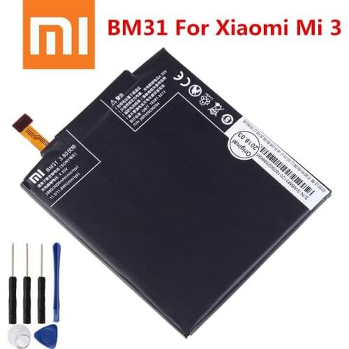 Xiao mi 100% Orginal BM31 3050mAh Battery For Xiaomi Mi 3 Mi3 M3 BM31 High Quality Phone Replacement Batteries