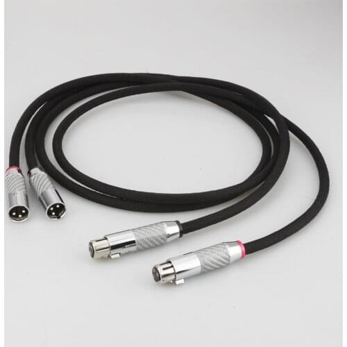 Pair Audiocrast 5N OCC Silver Plated Audio Cable With Carbon Fiber 3pins XLR Balanced cable