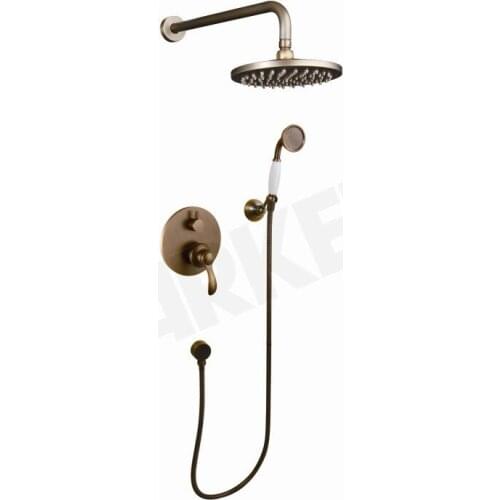 Full Copper To Fake Something Antique European Dark Flower Sprinkler Shower Shower Suit Income Wall Type Hot And Cold Shower