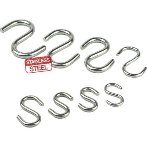 8 Size Stainless Steel S Hooks S Shaped Hook Kitchen Hanging Storage Holders Bathroom Multifunction S Hanging Hooks