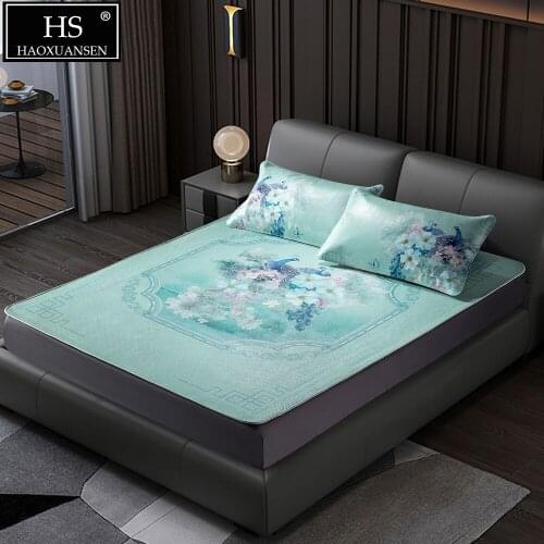 LightBlue Cowhide Mat 3PCS Full Grain Leather Mat Air Conditioner Mat Bedroom Decoration Leather Carpet Mattress King Queen Size