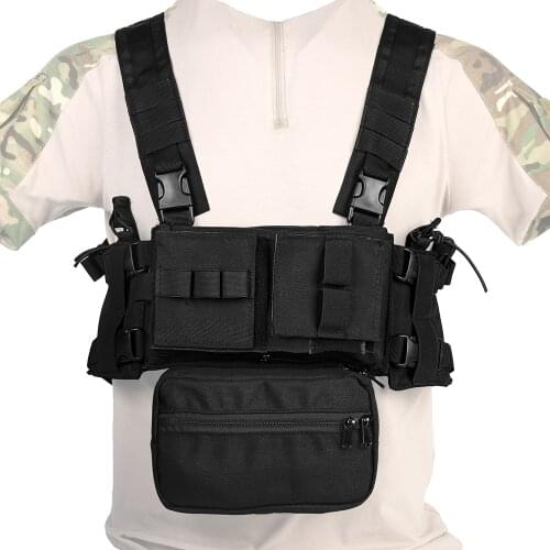 TACTIFANS MK3 Tactical Chest Rig Vest With SACK Pouch H Harness MOLLE System 5.56 Magazine Insert Nylon Paintball Accessories