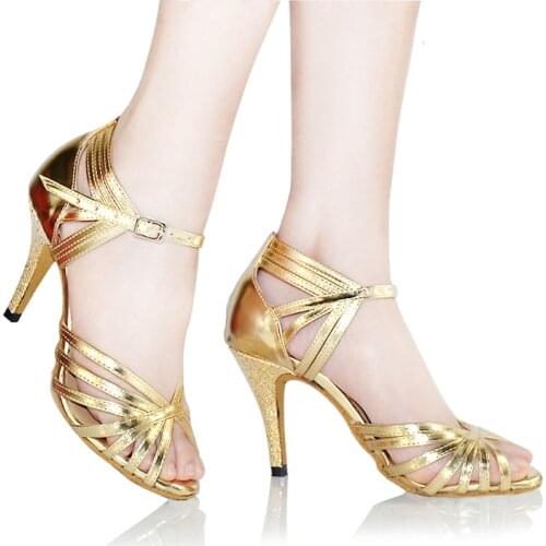 Elegance Ballroom Latin Dance Shoes Woman Ladies Silver Gold Popular Sexy Salsa Tango Dance Shoes Sandals Professional Comfort