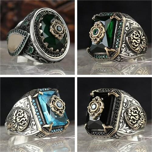 Sterling Silver Man Ring Natural Stone(Onyx) Ottoman Silver,Handmade Made in Turkey Outstanding Gift