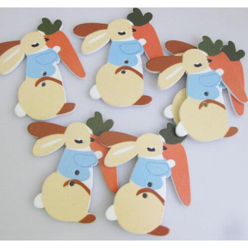 WBNNNE 20 Pieces Children Clothes Buttons Rabbit Shape 4CM Decorative Sewing Wood Button Scrapbooking Ornament