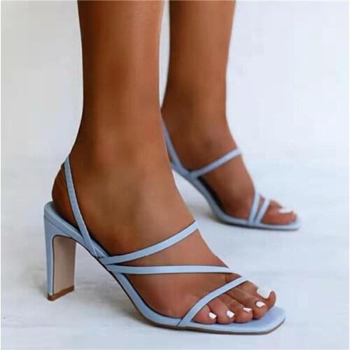 2021 Women Sandals Pumps Summer Fashion Open Toe High Heels Shoes Female Thin Belt Thick Heels Party Casual Females Shoes