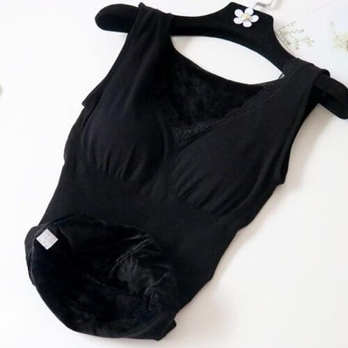 Women 2021 Autumn Winter Fashion Sexy Lace Underwear Female Solid Color Slim Sleeveless Tops Ladies Thicken Warm Vest Tops E278