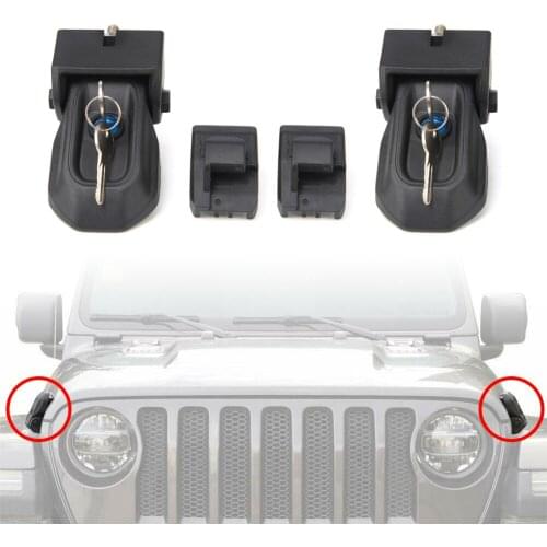 1Pair Car Hood Latches and Anti-Theft Hood Catch Lock Kits With Key For 2018 2019 2020 Jeep wrangler JL