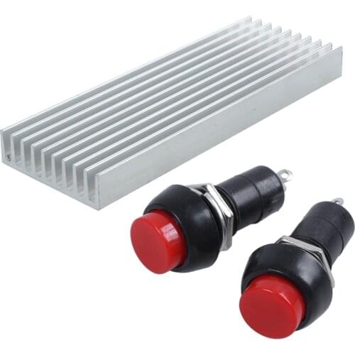 1 Pcs 100 X 35 X 10 mm Heat Sink IC MOSFET SCR Component & 2Pcs 2Pin SPST OFF-(ON) N/O Momentary Push Button Switch