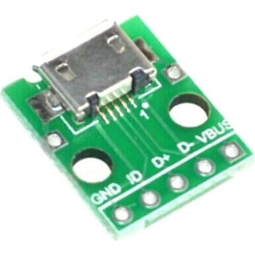 10pcs MICRO USB to DIP Adapter 5pin Female Connector B Type PCB Converter