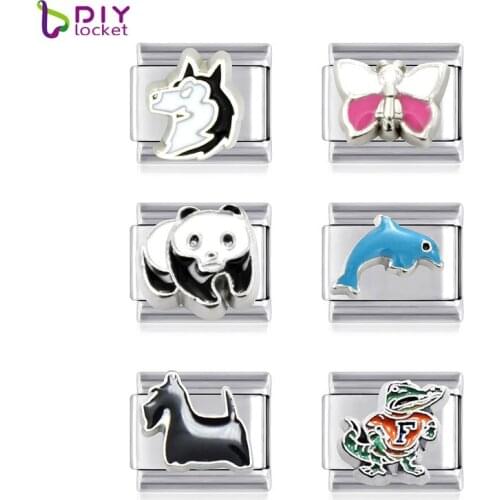 10pcs Mix Style Stainless Steel Italian Charm Bracelet Charms LSIT073-683