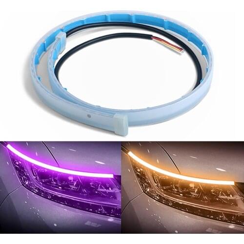 2PCS Car led DRL Daytime Running Light Strip Waterproof 30cm 45cm 60cm Flexible Soft Tube Guide Headlight LED Strip Lights