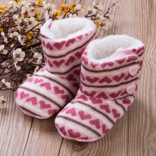 2019 Fashion Winter Warm Newborn Baby Girls Boys Soft Sole Crib Shoes Toddler Anti-slip Boots Heart-shaped Baby Boots