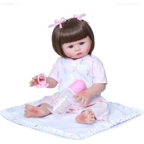 47cm Realistic Doll Full Soft Vinyl Toddler Babies Lifelike Blue Eye Girl Gifts