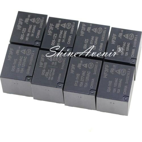 5pcs/lot Relay HF3FF-005-1HS 009-1HS 012-1HS 024-1HS 4PIN HF3FF-005-1ZS 009-1ZS 012-1ZS 024-1ZS 5PIN 5V 9V 12V 24V New Original