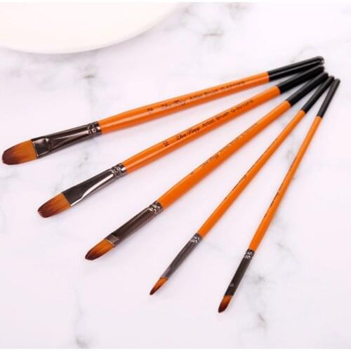 5pcs Filbert Paint Brushes Set Nylon Hair Watercolor Gouache Paintbrushes Art Tools Painting Supplies C26