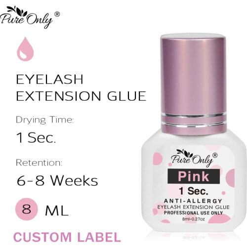 New 8ml Pink Eyelash Clear Glue Strong Adhesive 1 Second Fast Drying Latex Free Sensitive Eye Lash Extension Glue Private Label