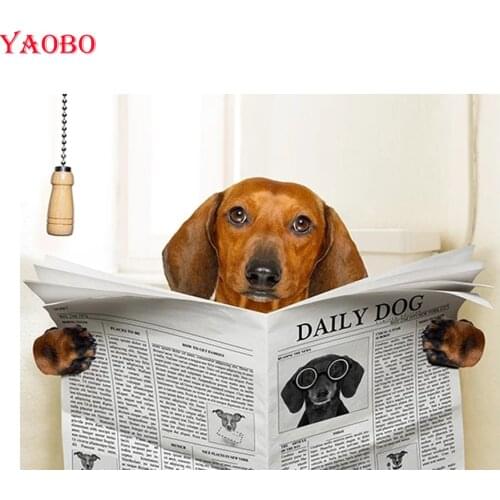 5D Diamond Painting Dog Toilet Picture Full Square Drill DIY Diamond Embroidery Mosaic sale Animals Christmas Gift Rhinestone