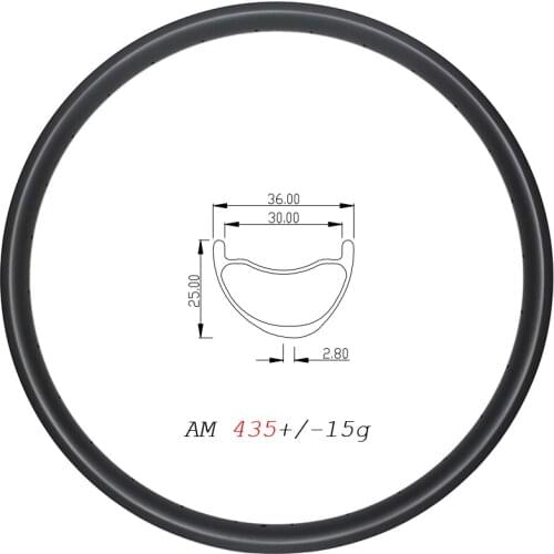 650B Asymmetric carbon rims MTB AM 36mm wide disc clincher tubeless 25mm wide 27.5er all mountain carbon wheels 24H 28H 32H 36H