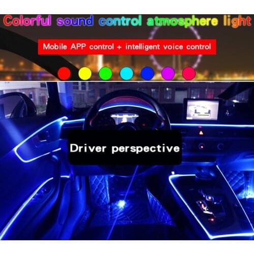 Car Interior Decorative LED Ambient Light 12v Bluetooth APP Control Cold Light Colorful Instrument Lights Car Door Slit Lights