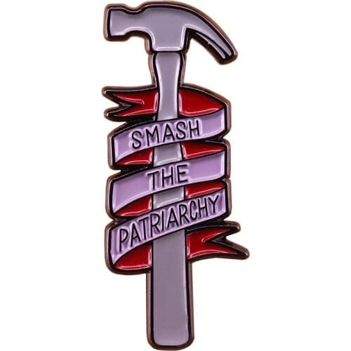 Smash the patriarchy brooch girl power resist pin feminist flair addition